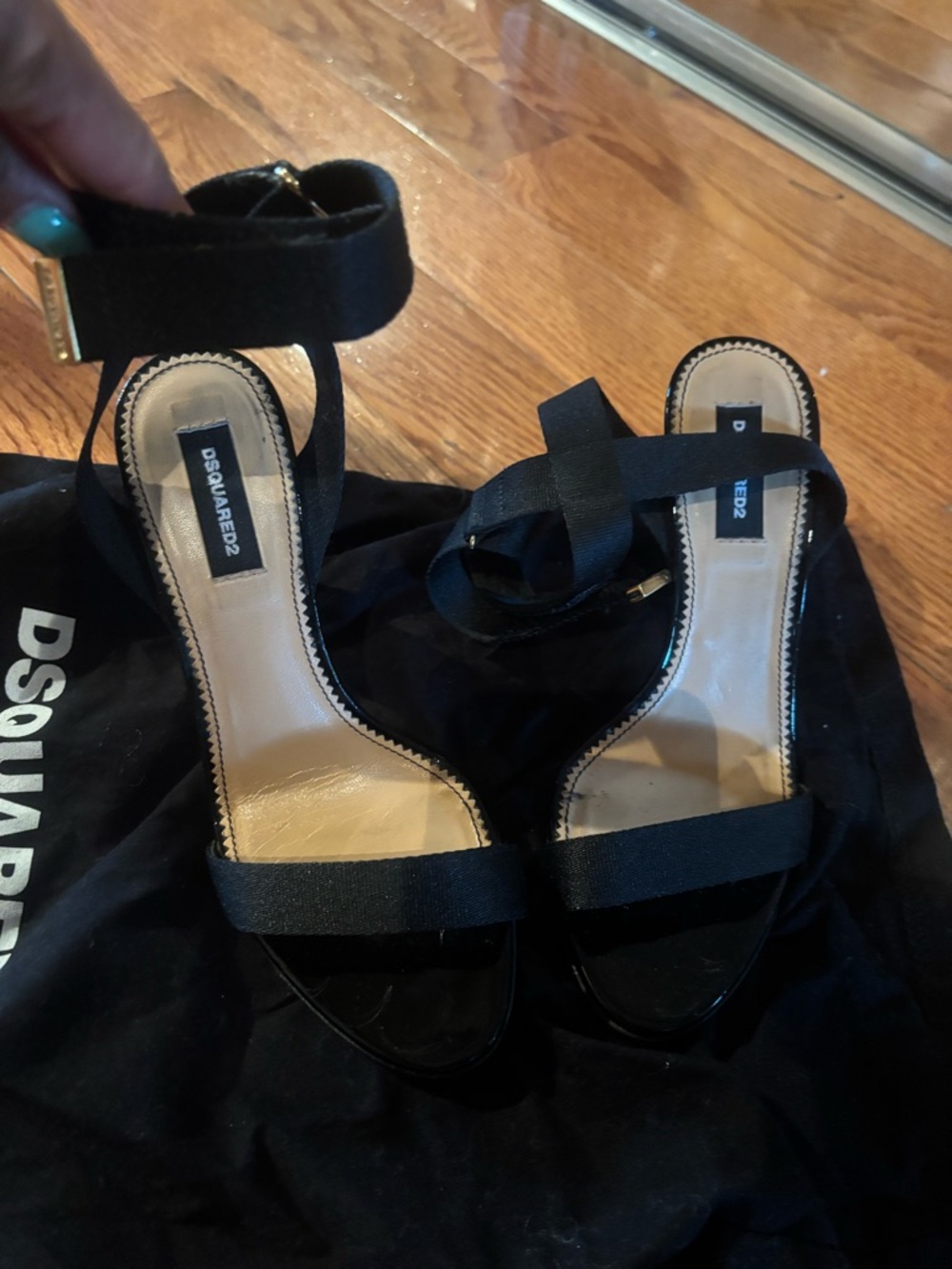 DSQUARED2 Black Strappy Ankle-Wrap Heeled Sandals